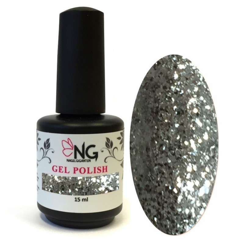 NG Off Polish Gel Silver 15ml 584 LED/UV - Soak Glitter