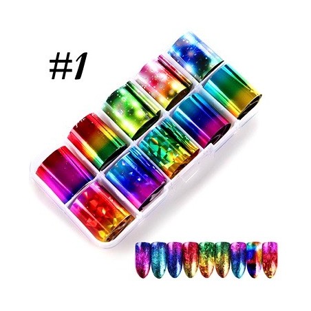   1 - Nail Art Foil Kit 10 designs