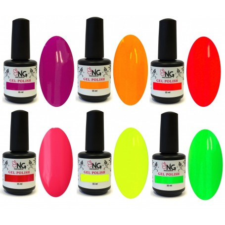 2 - NEON  COLLECTION  - 6 Colors NG LED/UV Soak Off Gel Polish 15ml