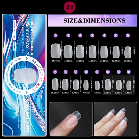 6 - Full Frosted Nail Tips (300 pieces in box)