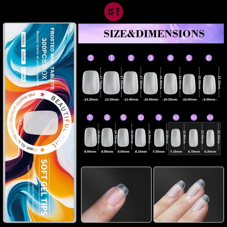 7 - Full Frosted Nail Tips (300 pieces in box)