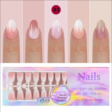 5 Colors Press on nails150pcs. - Design 1