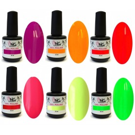 2 - NEON  COLLECTION  - 6 Colors NG LED/UV Soak Off Gel Polish 15ml