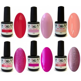 3 - PINK COLLECTION  - 6 Colors NG LED/UV Soak Off Gel Polish 15ml